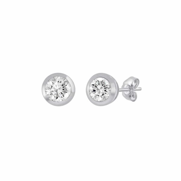 La Joya 1/4-1 Carat Total Weight Lab Grown Diamond Stud Earrings For Women and Men Set In Vintage Bezel Setting With the Metal of Your Choice.