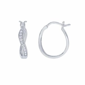 La Joya 1/6-1/4 CT TW (Carat) Infinity Shaped Lab Grown Diamond Hoop Earrings Crafted in White Rhodium or Yellow Gold Plated 925 Sterling Silver