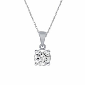 La Joya Classic 1/4-1 Carat Total Weight Lab Grown Diamond Pendant Necklace For Women Set In a 10K Solid White or Yellow Gold 4 Prong Setting