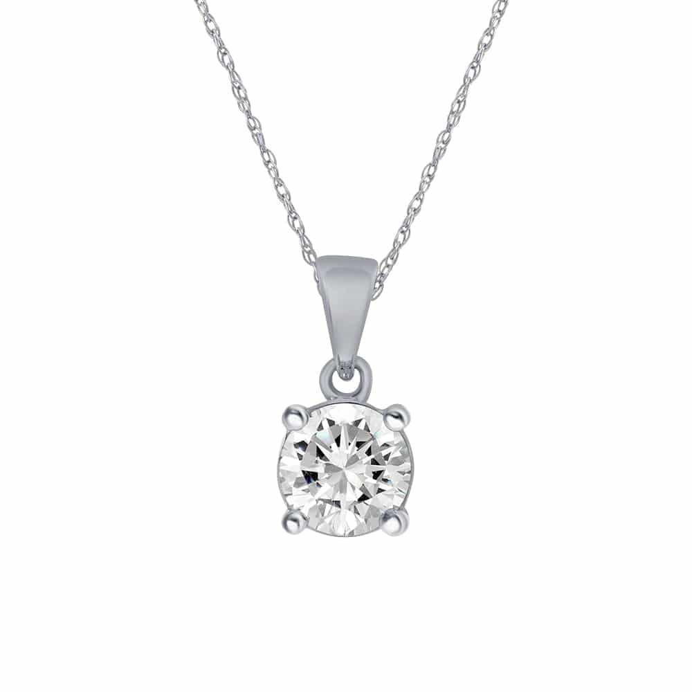 La Joya Classic 1/4-1 Carat Total Weight Lab Grown Diamond Pendant Necklace  For Women Set In a 10K Solid White or Yellow Gold 4 Prong Setting