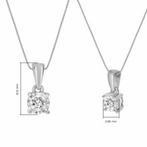 La Joya Dainty 1/10-1/6 Carat Total Weight  Lab Grown Diamond Pendant Necklace For Women Set In White Rhodium Plated 925 Sterling Silver