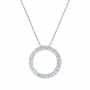 La Joya Beautiful 1/6-1/2 Carat Total Weight Lab Grown Diamond Circle of Life Necklace Crafted in White Rhodium Plated 925 Sterling Silver