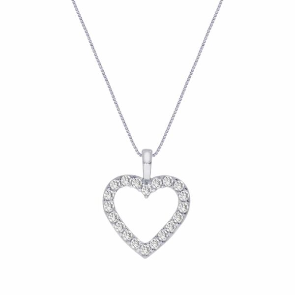 La Joya Stunning 1/4 Ct Tw (carat Weight) Diamond Heart Necklace Pendant For Women Skilfully Crafted In White Rhodium Plated 925 Sterling Silver