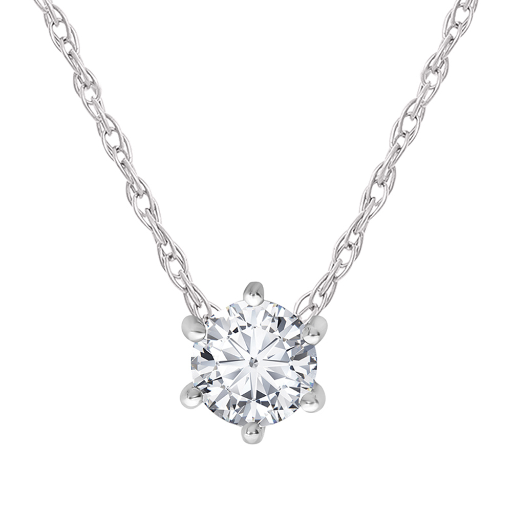 1 - 3 CT TW Six Prong Lab Diamond Solitaire Necklace in 14K Gold