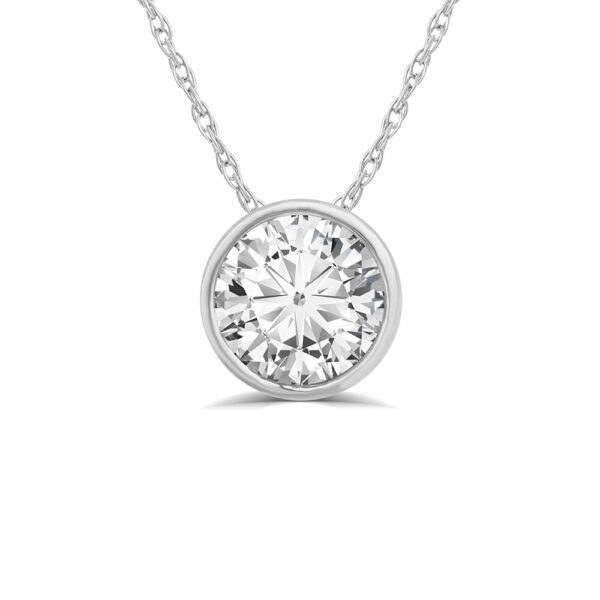 1/4 - 3 CT TW Lab Grown Floating Bezel Diamond Necklace in 14K White Gold
