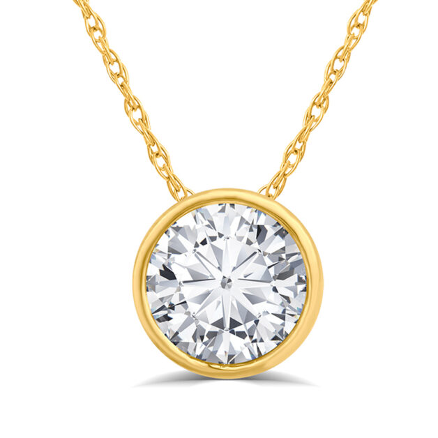 Shop Floating Bezel Set Lab Grown Diamond Solitaire Necklace in 14K White Gold - La Joya