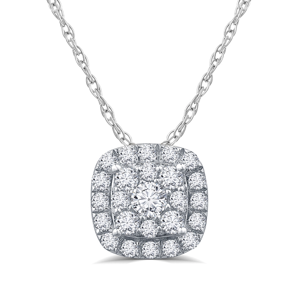 Lab Created Cushion Shaped Floating Diamond Necklace (1/4 - 1/2 ct. tw.) | Zoya
