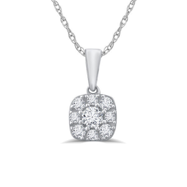 1/4 - 1 1/2 CT TW Sterling Silver Cushion Shaped Lab Grown Diamond Necklace | Runa