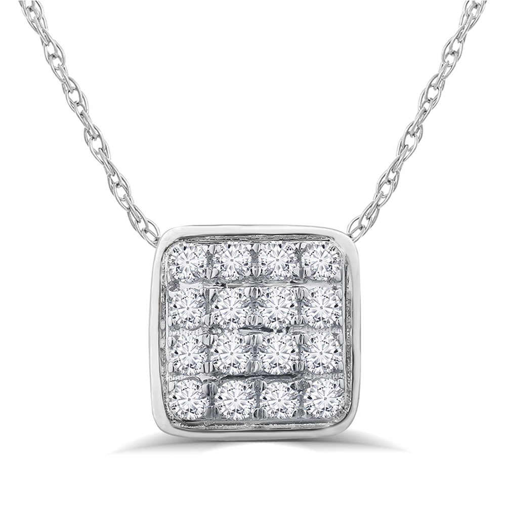 Lab Created Square Shaped Floating Diamond Necklace (1/6 - 1 ct. tw.) | Alea