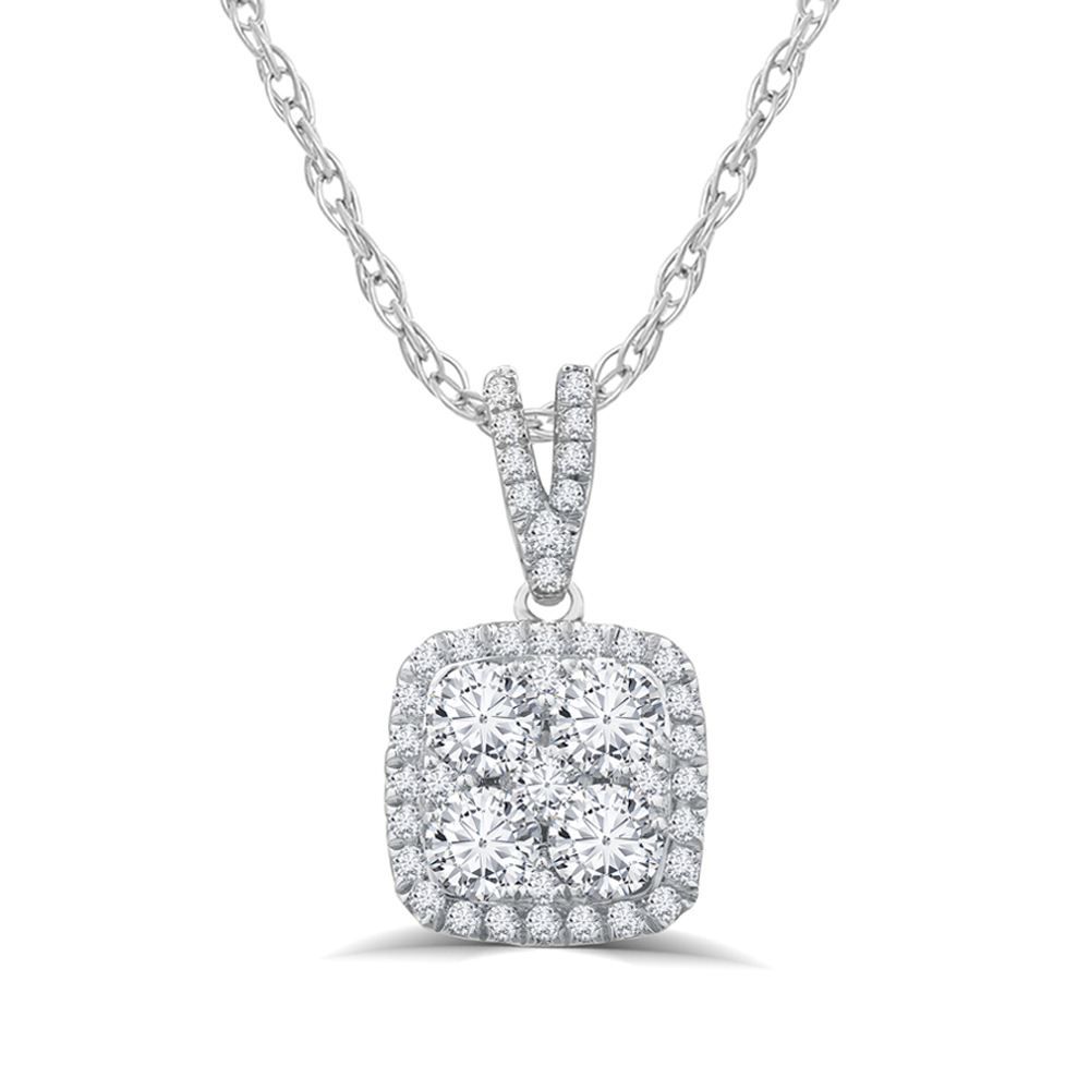 Cushion Shaped Lab Created Diamond Necklace (1 1/2 ct. tw.) | Liya