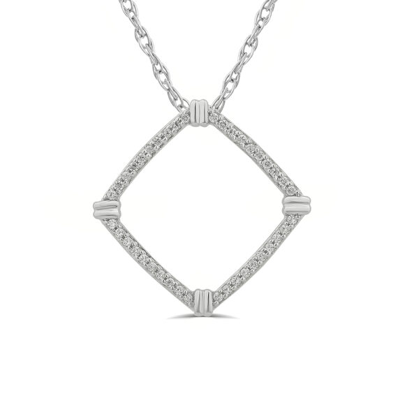 1/5 CT TW Lab Created Inverted Square Diamond Fashion Necklace in Silver