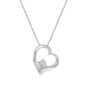 Lab Created Silver Diamond Heart Pendant Necklace | Maya