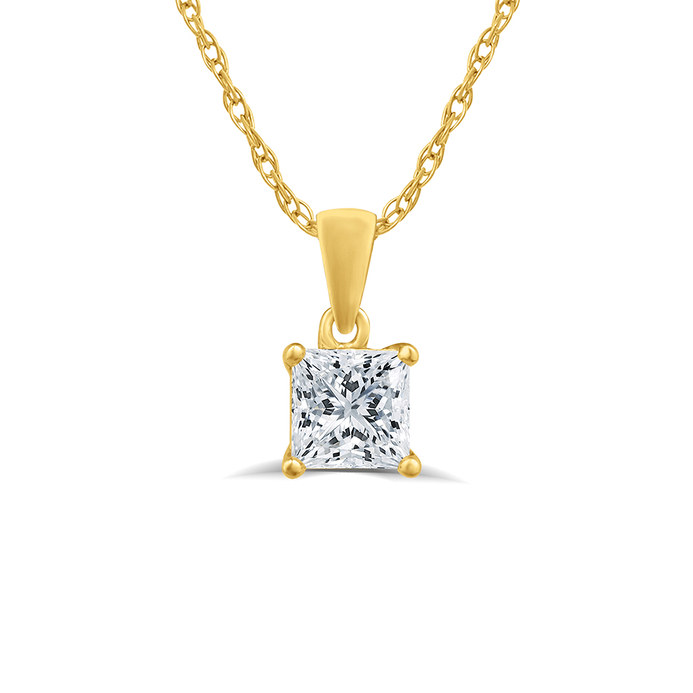 Lab Grown Princess Cut Solitaire Diamond Necklace (1/2 - 2 ct. tw.) | Edna