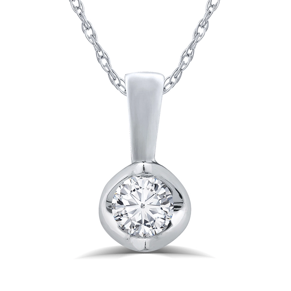 Lab Created Tension Set Diamond Solitaire Necklace (1/4 - 1/2 ct. tw.)