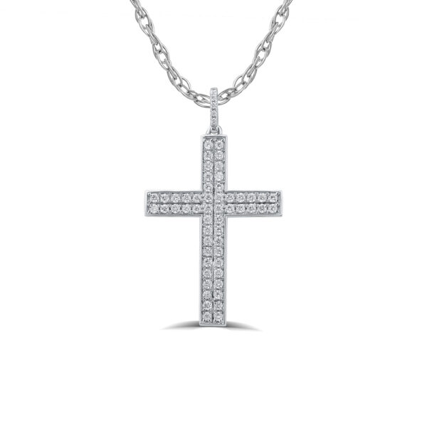 1/2 - 1 CT TW Lab Grown Diamond Cross Necklace for Women in Silver | Emily