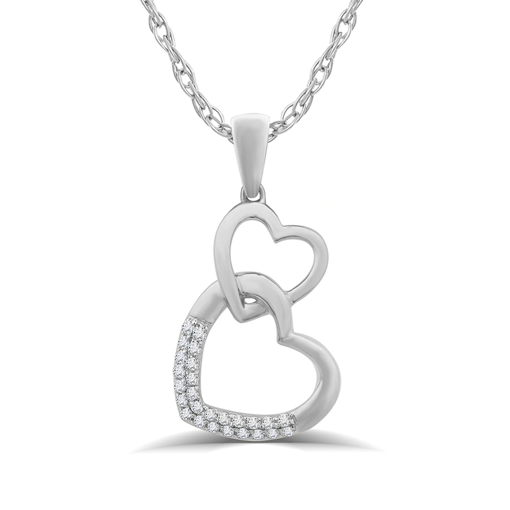 1/6 CT TW Silver Heart Shaped Lab Created Diamond Necklace Pendant | Eliza
