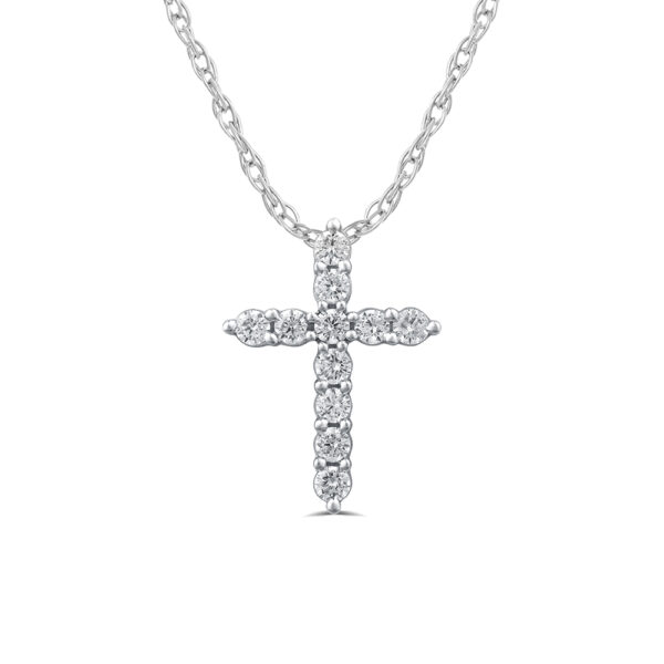 1 CT TW Lab Grown Diamond Cross Necklace for Women in Silver | Angela