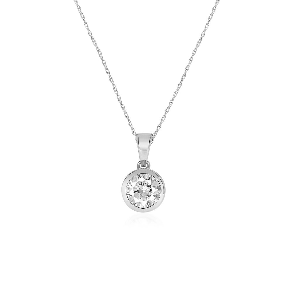 1/6 -1/3 CT TW Silver Bezel Set Lab Grown Diamond Necklace | Joni