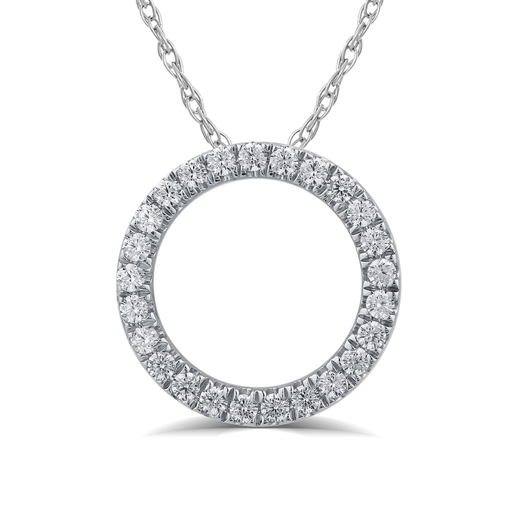 Silver Lab Created Diamond Circle Pendant Necklace (1/6 - 1/2 CT TW)