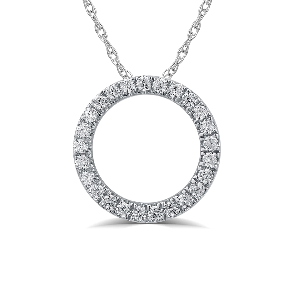 Silver Lab Created Diamond Circle Pendant Necklace (1/6 - 1/2 CT TW)