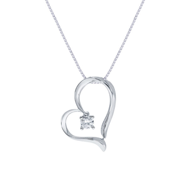 Silver Lab Created Solitaire Diamond Heart Necklace | Mia