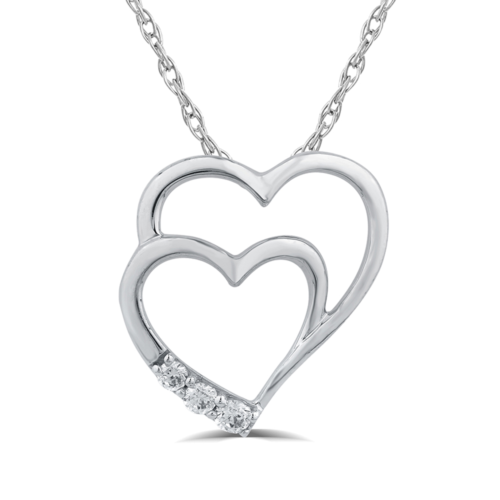 Lab Grown Diamond Accent Double Heart Pendant Necklace | Ella