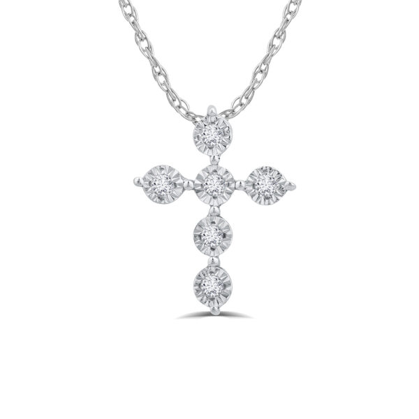 Lab Created Diamond Cross Necklace in 925 Sterling Silver