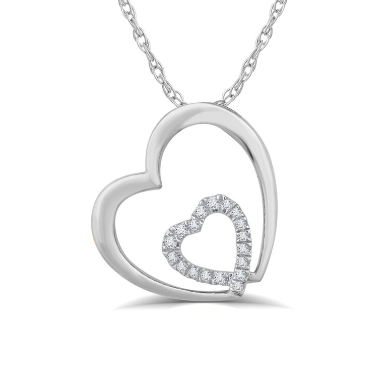 Buy Lab Created Diamond Double Heart Pendant Necklace in 925 Sterling Silver - La Joya