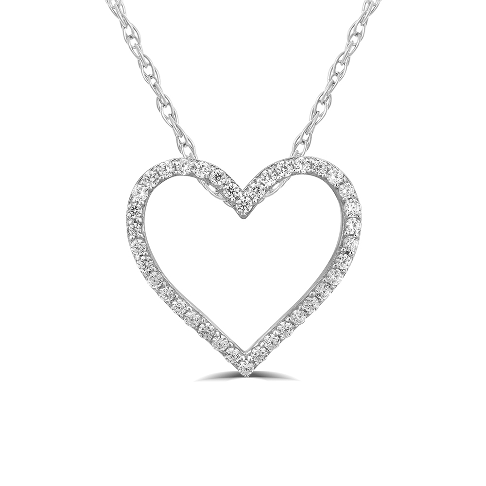 1/4 - 1 CT TW Heart Shaped Lab Created Diamond Necklace in Silver | Sadie