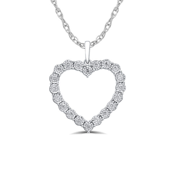 Sterling Silver 1/2 CT TW Heart Shaped Lab Created Diamond Necklace | Ellie