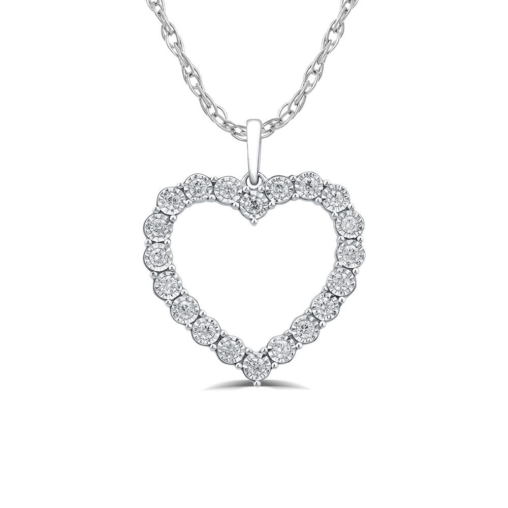 Sterling Silver 1/2 CT TW Heart Shaped Lab Created Diamond Necklace | Ellie