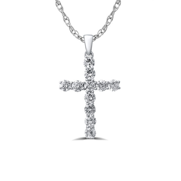 1 - 2 1/2 CT TW Lab Created Diamond Cross Necklace for Women in Silver | Dia