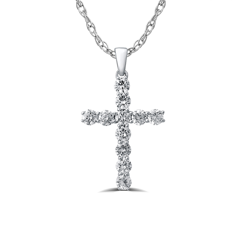 Lab Created Diamond Cross Pendant Necklace (1 - 2 1/2 ct. tw.) | Dia