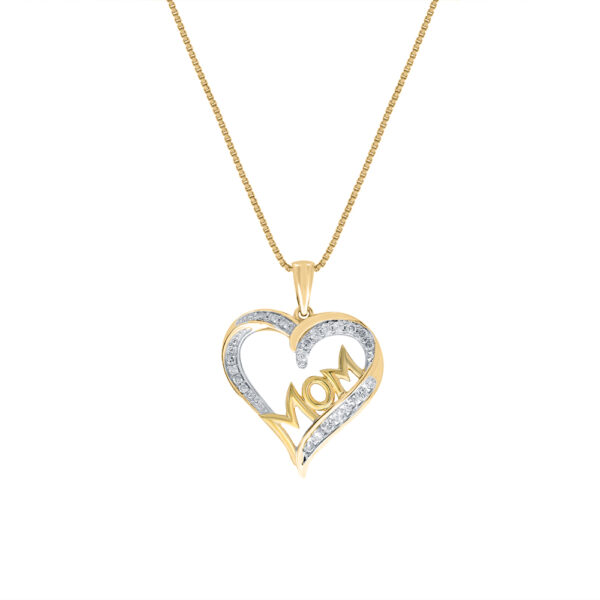 1/6 - 1/2 CT TW Silver Mother's Day 'Mom' Lab Created Diamond Necklace