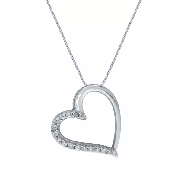 1/3 CT TW Lab Created Silver Diamond Heart Necklace | Jane