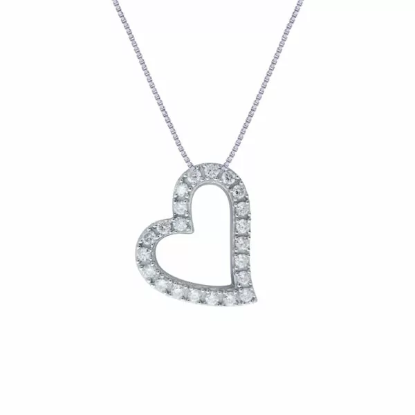 1/3 CT TW Lab Created Silver Diamond Heart Necklace | Mira