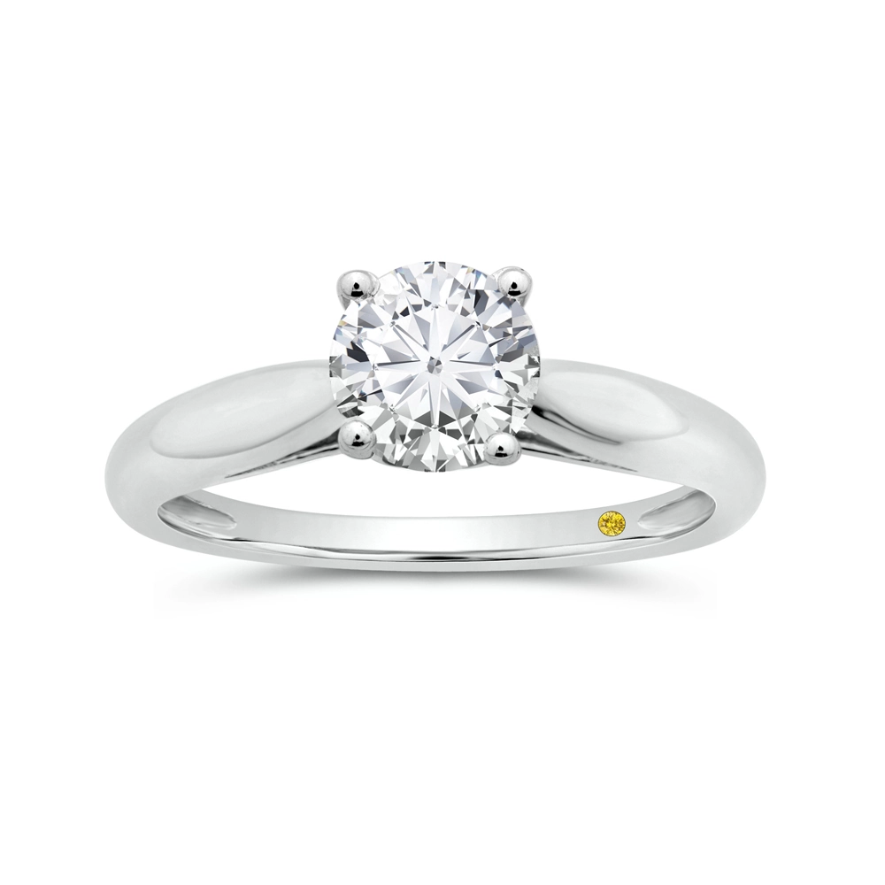 1 CT TW Lab Grown Solitaire Diamond Ring with Accent Diamond | Angi