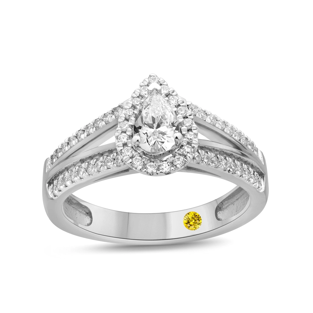 Lab Created Pear Shaped Diamond Engagement Ring in Solid Gold | Clara