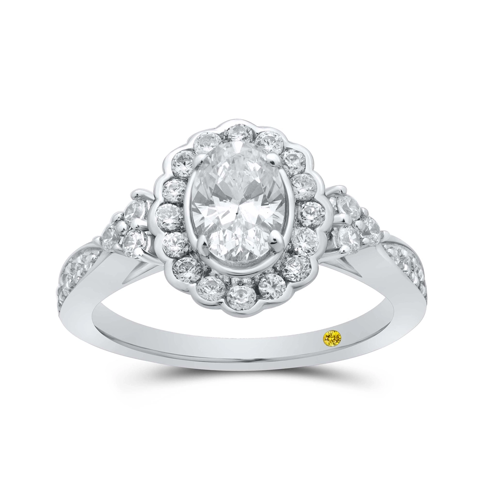 Lab Created Oval Diamond Halo Engagement Ring (1 1/2 ct. tw.) | Leal