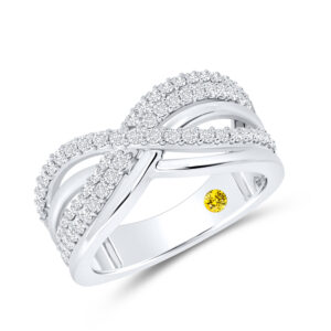 Lab Created Crossover Diamond Anniversary Ring in Gold | Tyas
