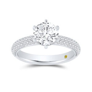 Lab Created Pave Set Diamond Engagement Ring in Gold | Bela