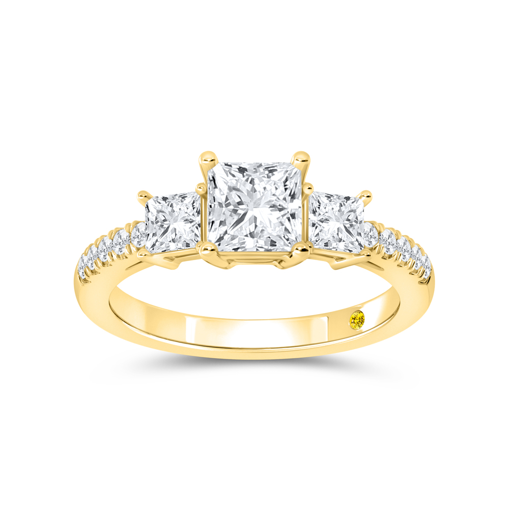 Pave Set Lab Grown Princess Cut Diamond Engagement Ring | June