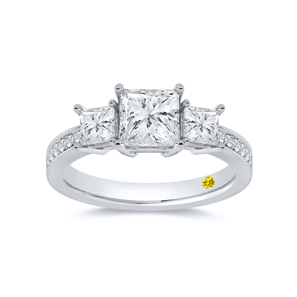 3 Carat  Lab Grown Three Stone Princess Cut Diamond Engagement Ring | Abby