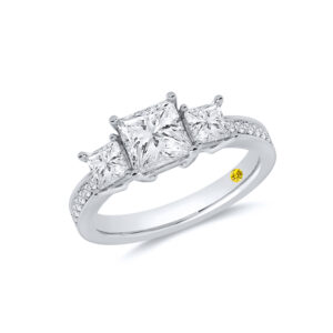 Lab Grown Three Stone Princess Cut Diamond Engagement Ring | Abby