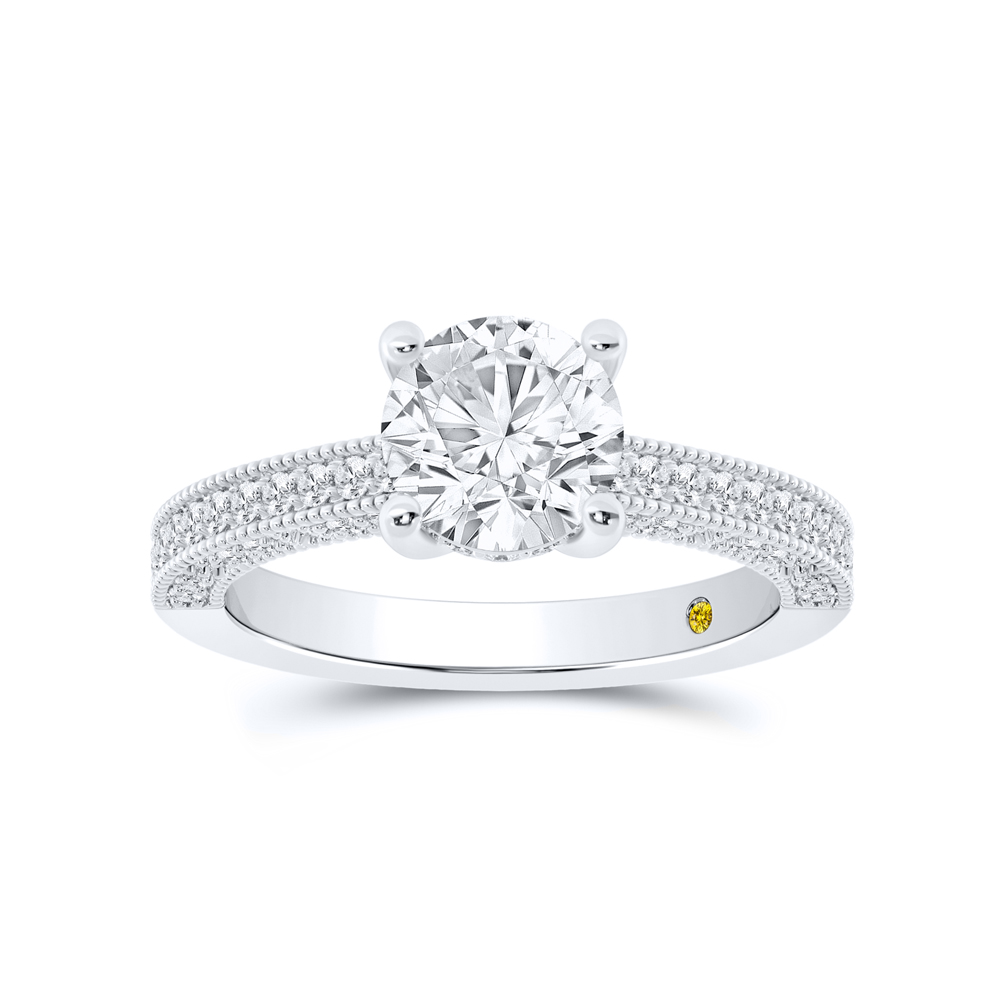 Lab Created Milgrain Diamond Engagement Ring in 10K Solid Gold | Cilka