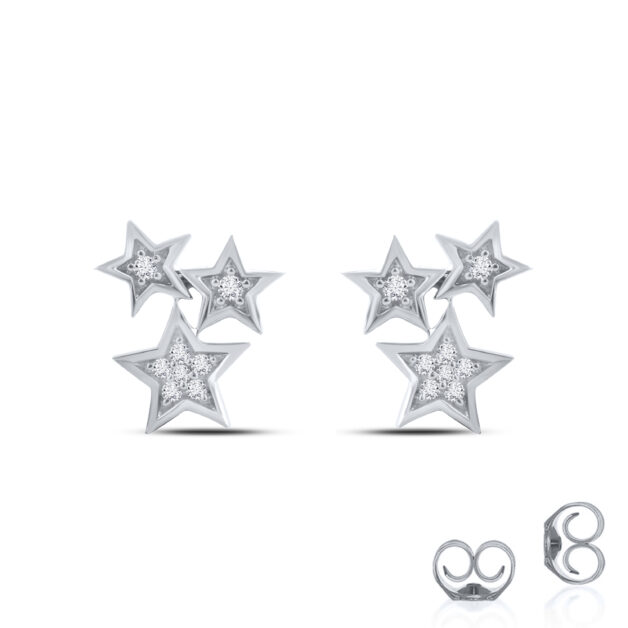 Star Shaped Lab Created Diamond Accent Earring (1/10 ct. tw.)
