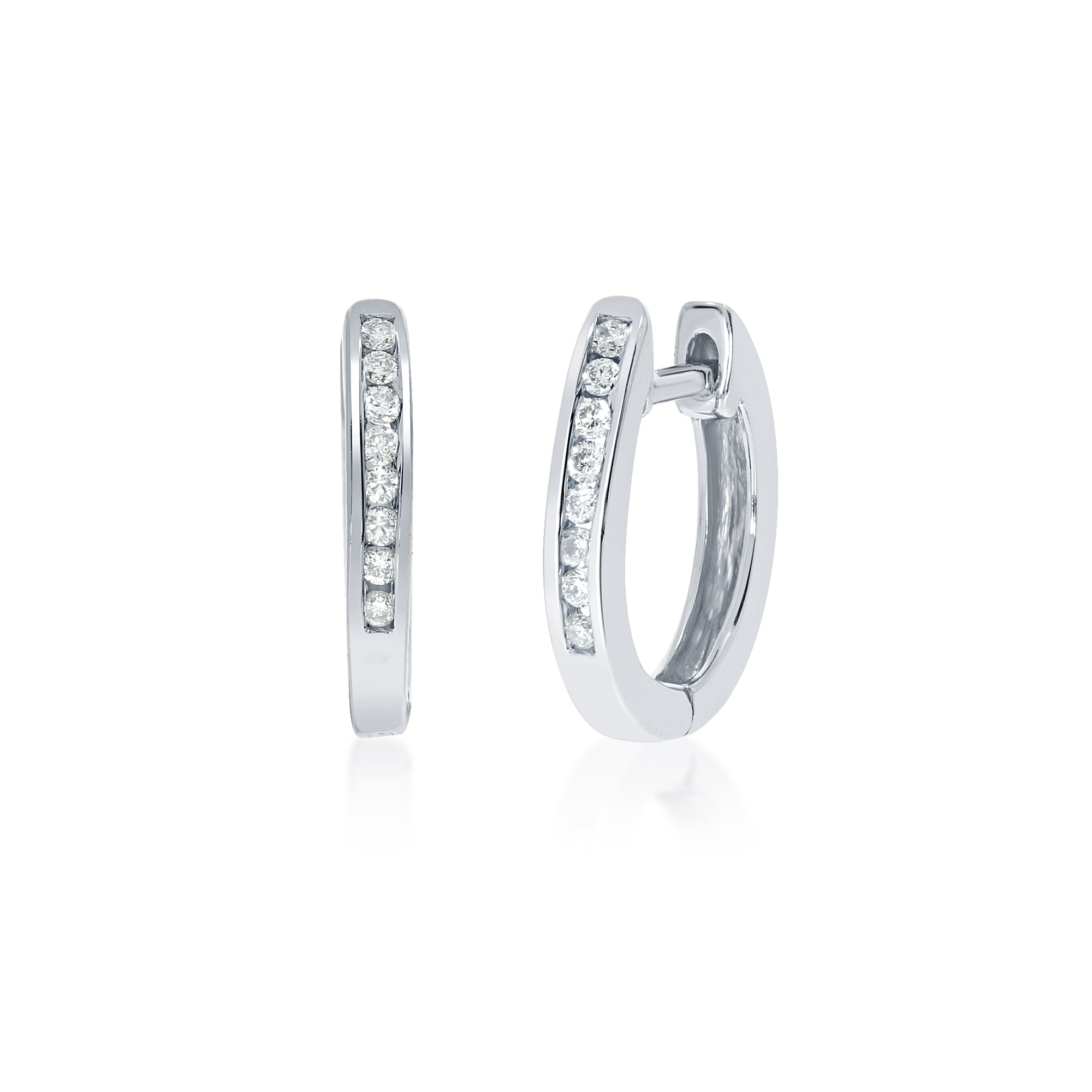 1/10 - 1/6 CT TW Silver Lab Grown Diamond Hoop Huggie Earrings | Nora