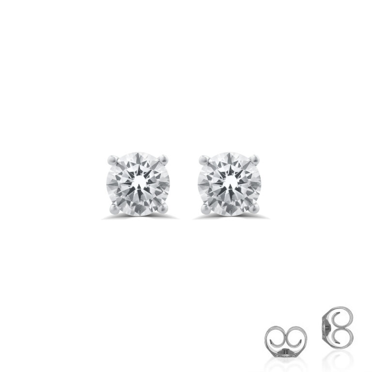 Certified Lab Grown 4 Prong Diamond Stud Earrings in 14k White Gold - La Joya