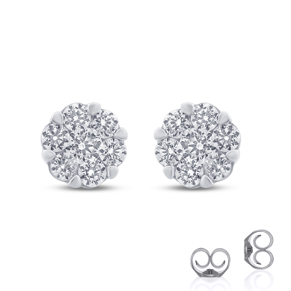 1/4 - 2 CT TW Lab Created Cluster Diamond Stud Earrings in Sterling Silver | Chloe