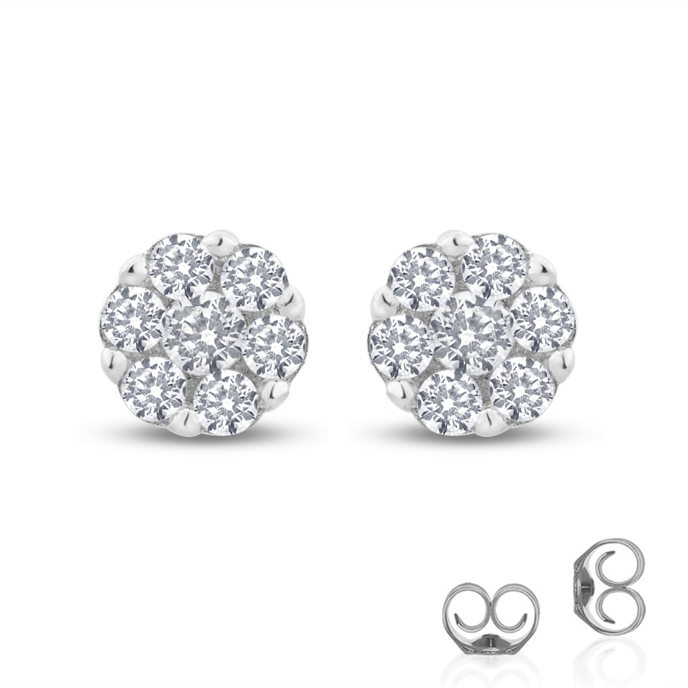 1 CT TW Lab Created Sterling Silver Diamond Stud Earring | Minnie